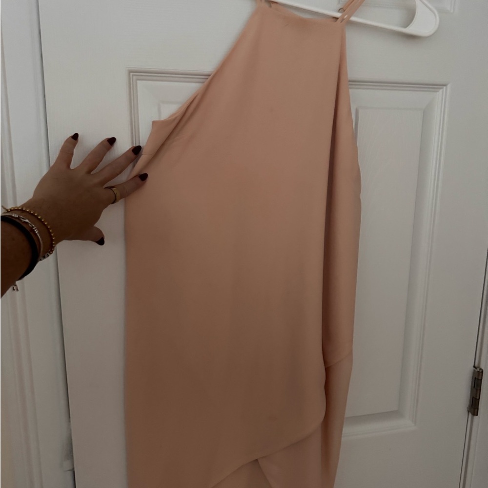 Elegant Peach Halter Tulip Hem Dress